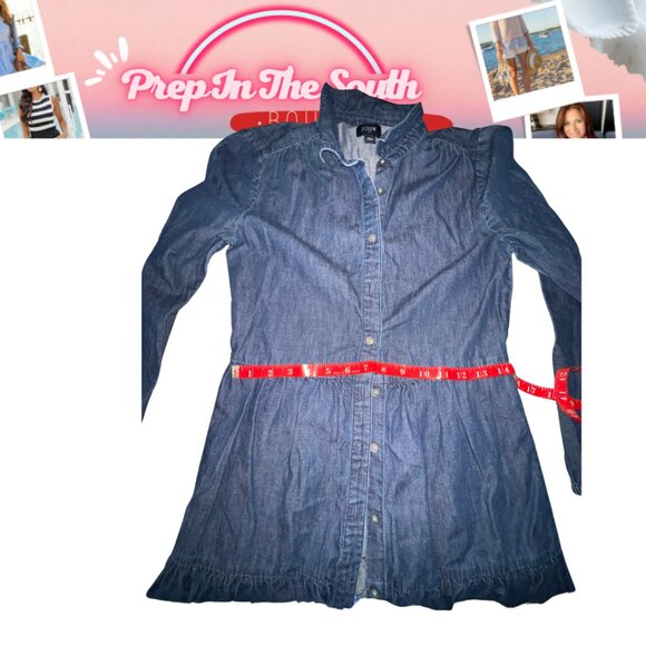 👗 J.Crew Chambray Button-Front Shirt Dress – Size 00 XXS – Denim Blue - Picture 3 of 7